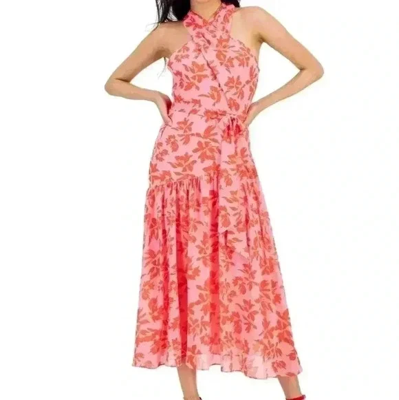 Taylor Pink Chiffon Sleeveless Dress